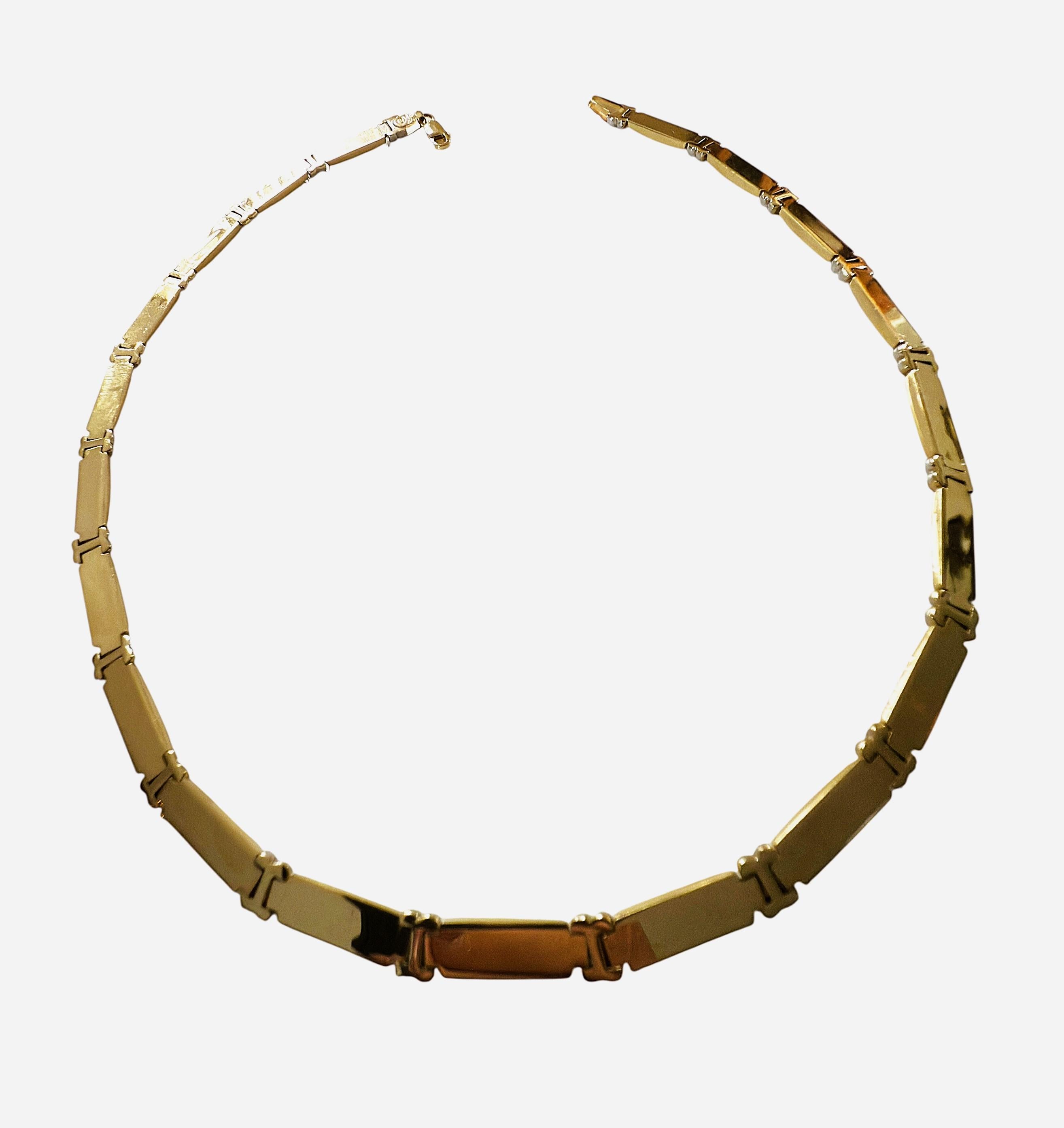 Italien 14k Gelb & Weißgold Link Halskette 16,5