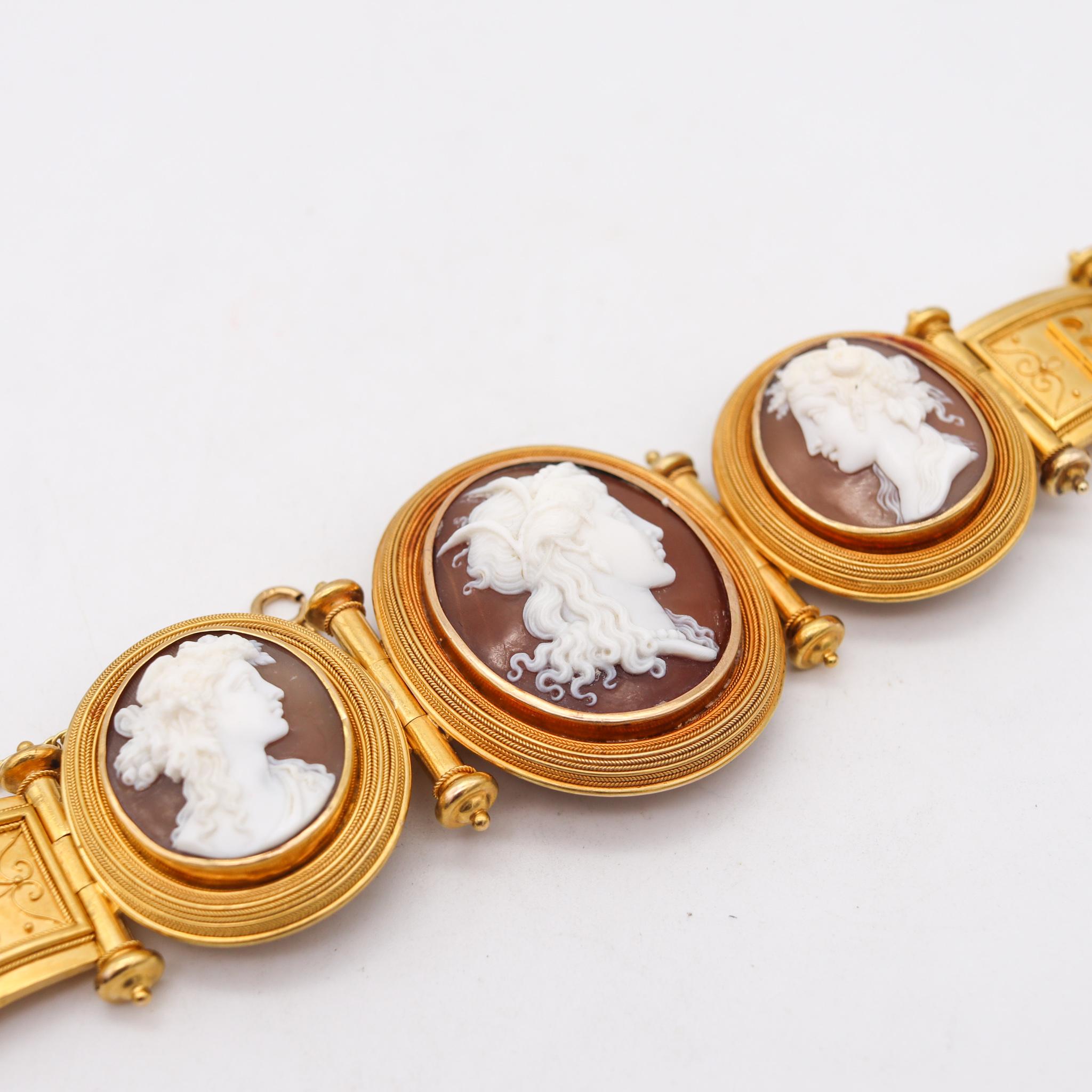 Italien 1850 Roma Papal States Grand Tour Etruscan Revival Armband in 18Kt Gold (Gemischter Schliff)