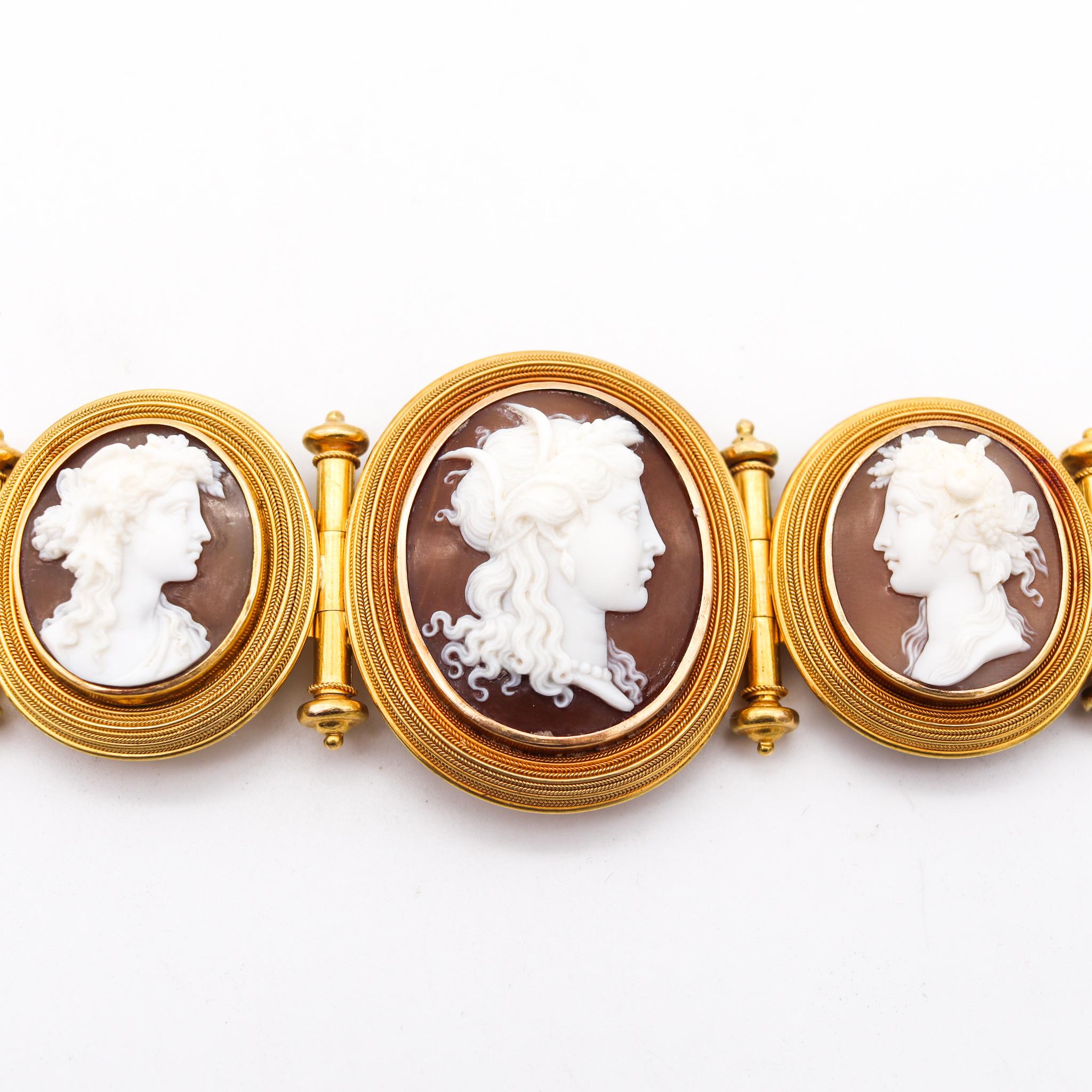 Italien 1850 Roma Papal States Grand Tour Etruscan Revival Armband in 18Kt Gold im Zustand „Hervorragend“ in Miami, FL