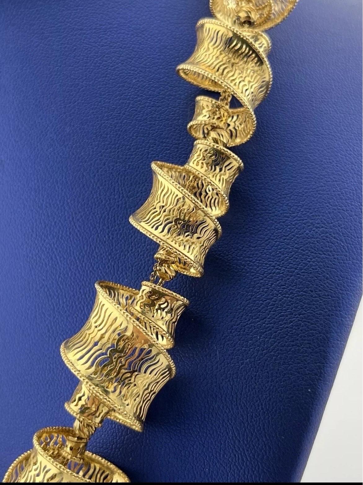 ITALY 18k Yellow Gold Fratelli Bovo Spiral Mesh Necklace For Sale 6