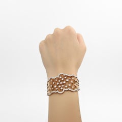 ITALIEN 18kt Rose & Weißgold Wavy Manschette Armband mit 7,90 Karat in Diamanten