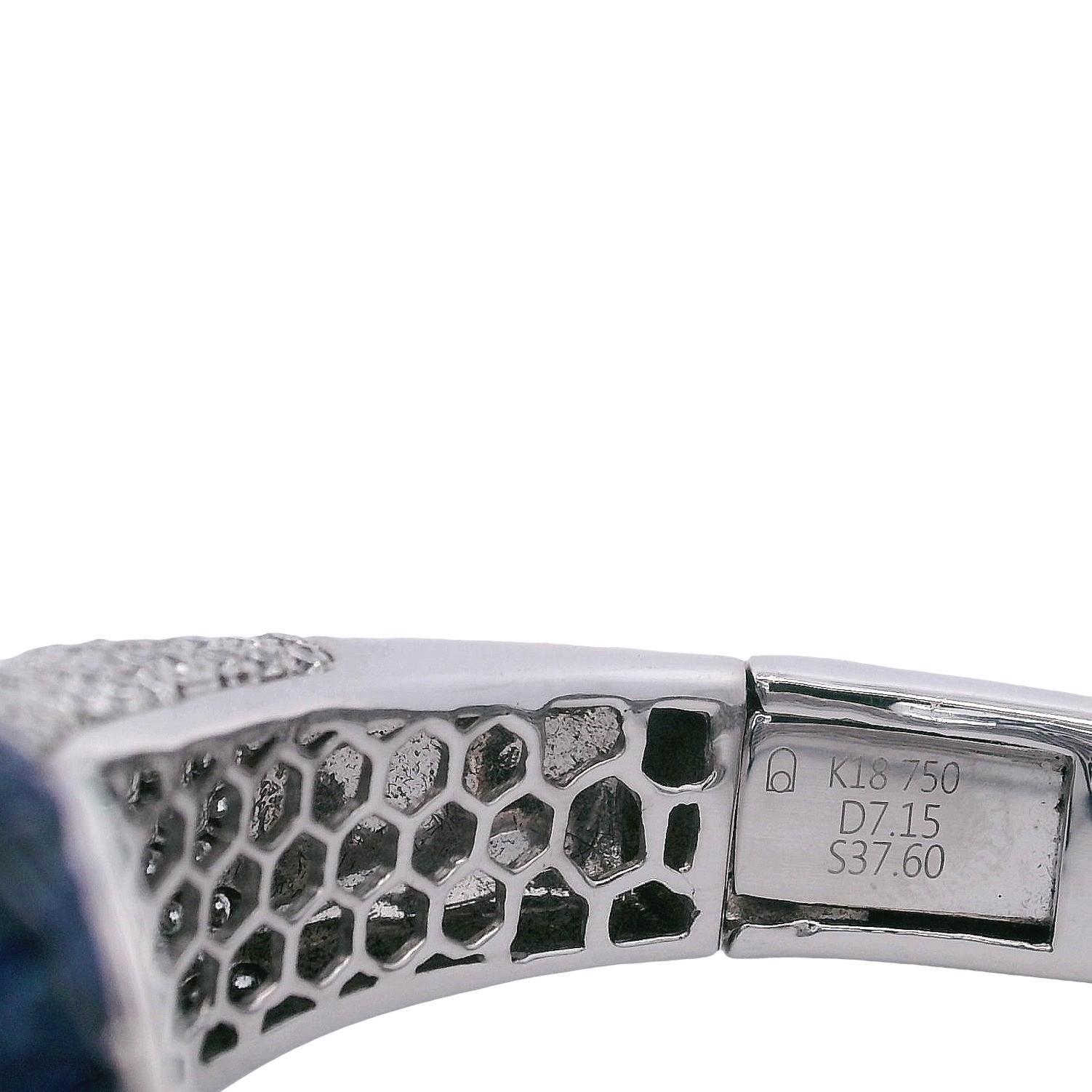 Bracciale Boules in oro bianco 18 carati con zaffiri e diamanti 44,75 CTW in vendita 10