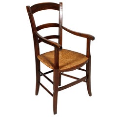 Italy 18th Century Country Rustic Armchair, Chestnut Wood Hand Cut and Restored
