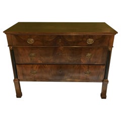 Italy 18th Century Empire Walnut Chest of Drawers with Bronze Handles