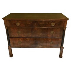 Italy 18th Century Empire Walnut Chest of Drawers with Bronze Handles