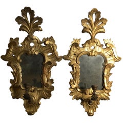 Italy 18th Century Pair of Sconces with Original Mercury Mirrors Louis XV Style