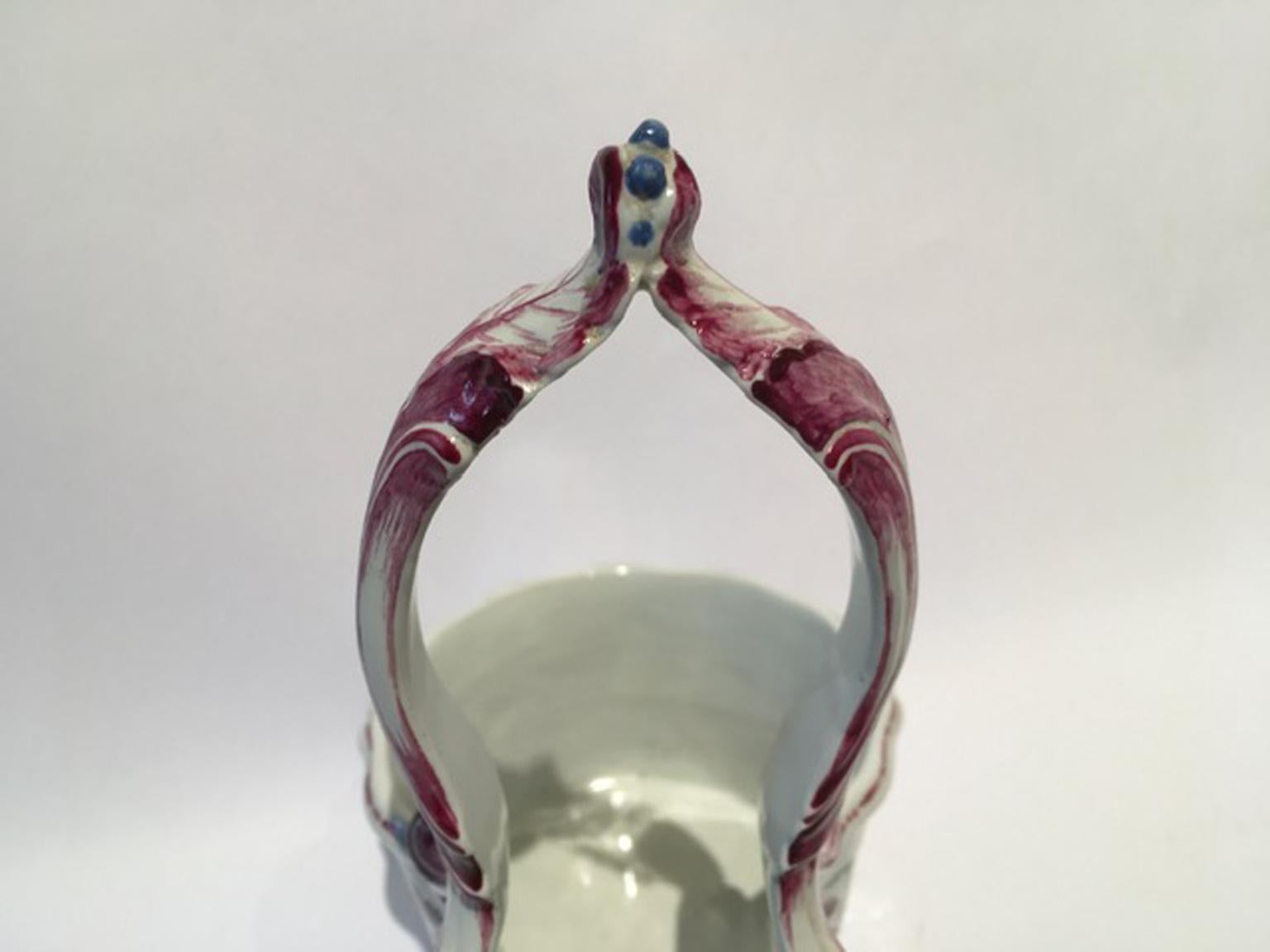 Hand-Crafted Italy 18th Century Richard Ginori Porcelain Cruet with Floral Drawings For Sale
