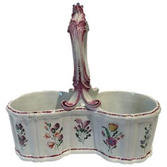 Italy 18th Century Richard Ginori Porcelain Cruet with Floral Drawings