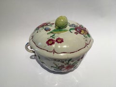 Italy 18th Century Richard Ginori Porcelain Sugar Bowl with Floral Drawings