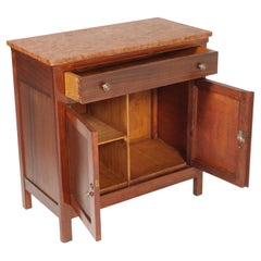 Italy 1920s Art Deco Credenza with Mirror , Mahogany, top in Red Verona Marble
