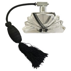 Italie 1930 Deco Vaporisateur de parfum en verre avec pompe à air en soie noire