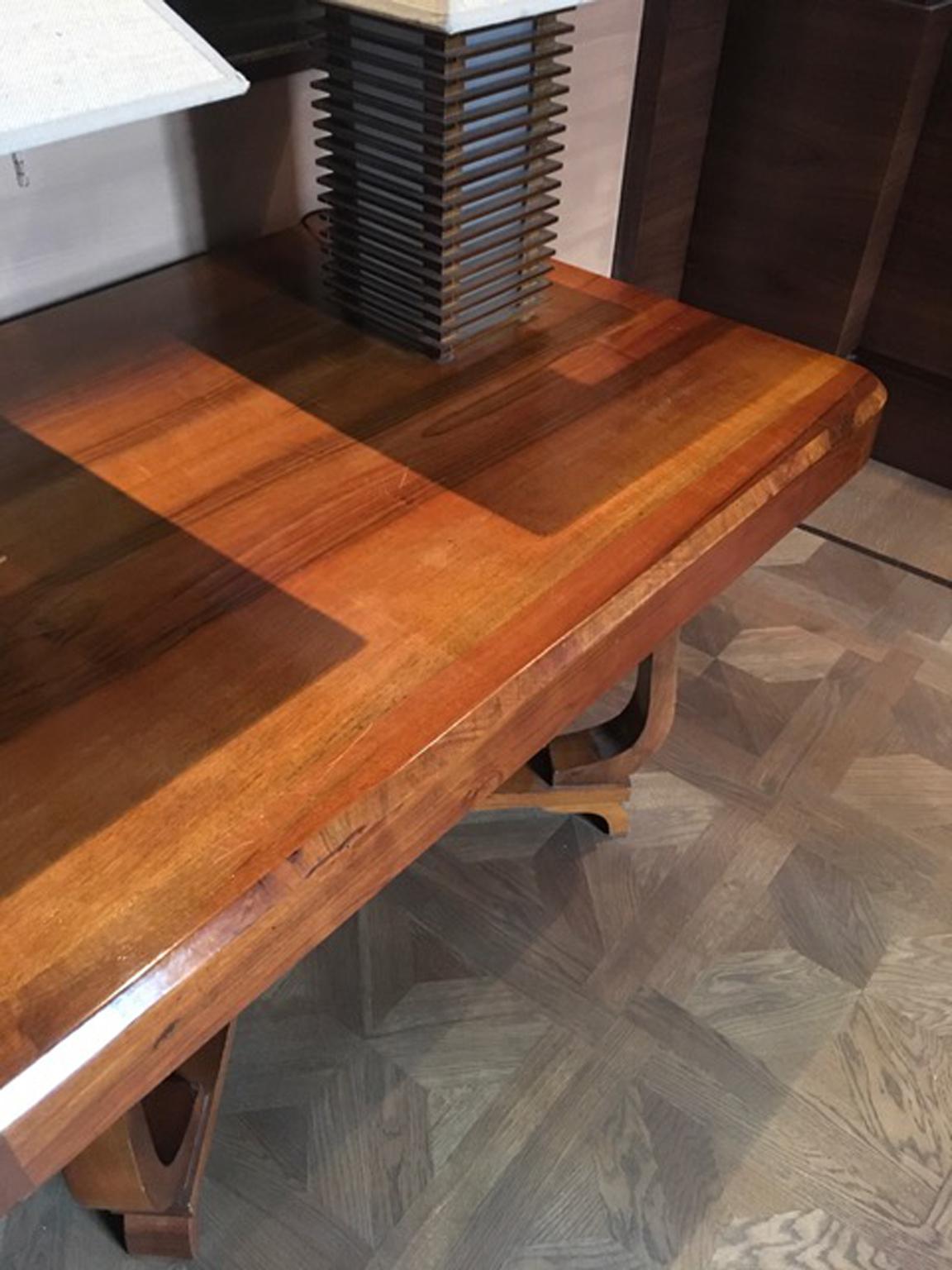 Italy 1930 Art Deco Walnut Dining Table or Desk  For Sale 6