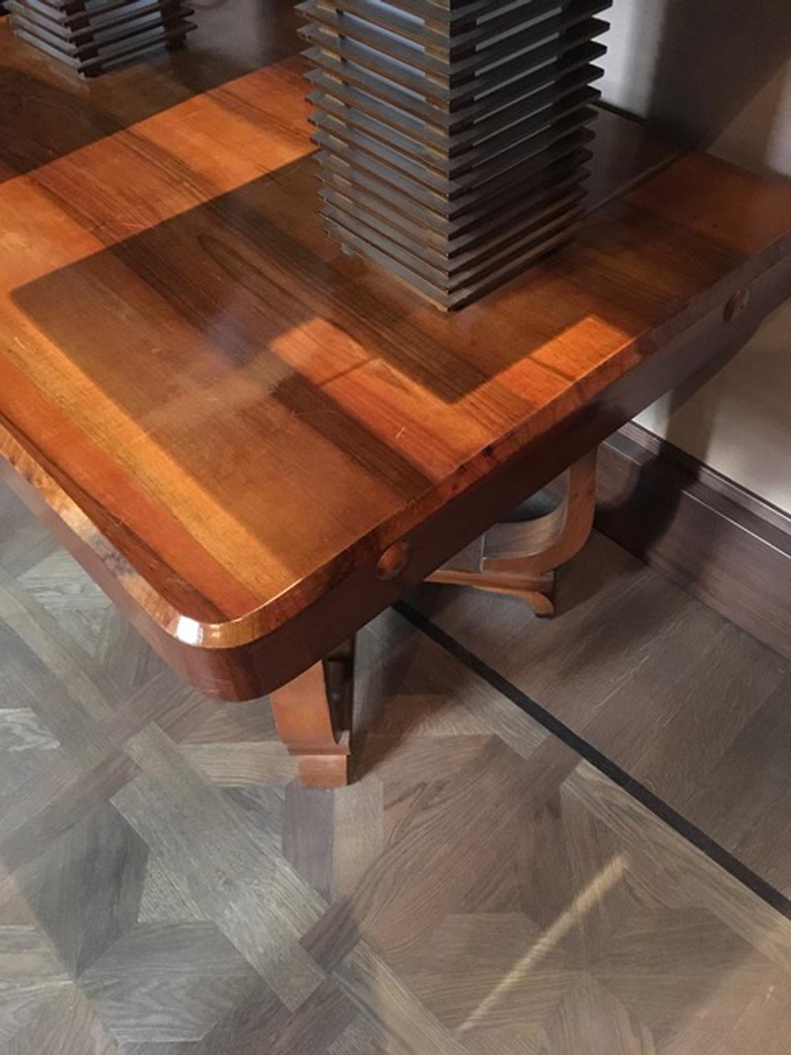 Italy 1930 Art Deco Walnut Dining Table or Desk  For Sale 9