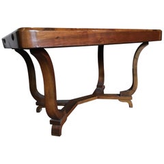 Antique Italy 1930 Walnut Dining Table or Desk in Art Deco Style