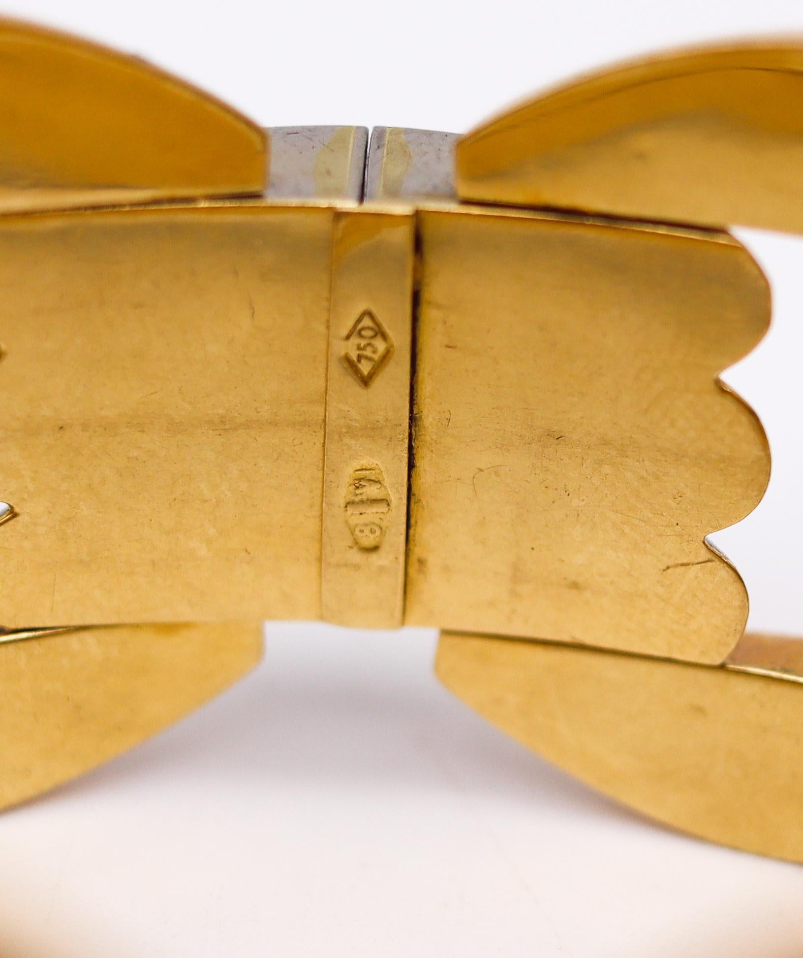 Italie 1935 Milano, bracelet débardeur Art déco à facettes en or 18 carats trois tons Unisexe en vente