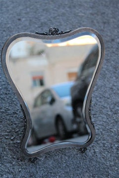 Italy 1950 Silver Mirror for Women's Dressing Table for Make-Up and Earrings