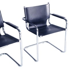 Original Armchairs Model S34 by Mart Stam for Thonet in Chromed Steel & Leather
