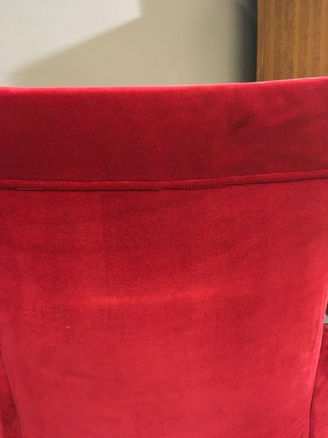 Italy 1960 Carlo Scarpa Design Pair of Red Velvet Armchairs for Auditorium For Sale 4