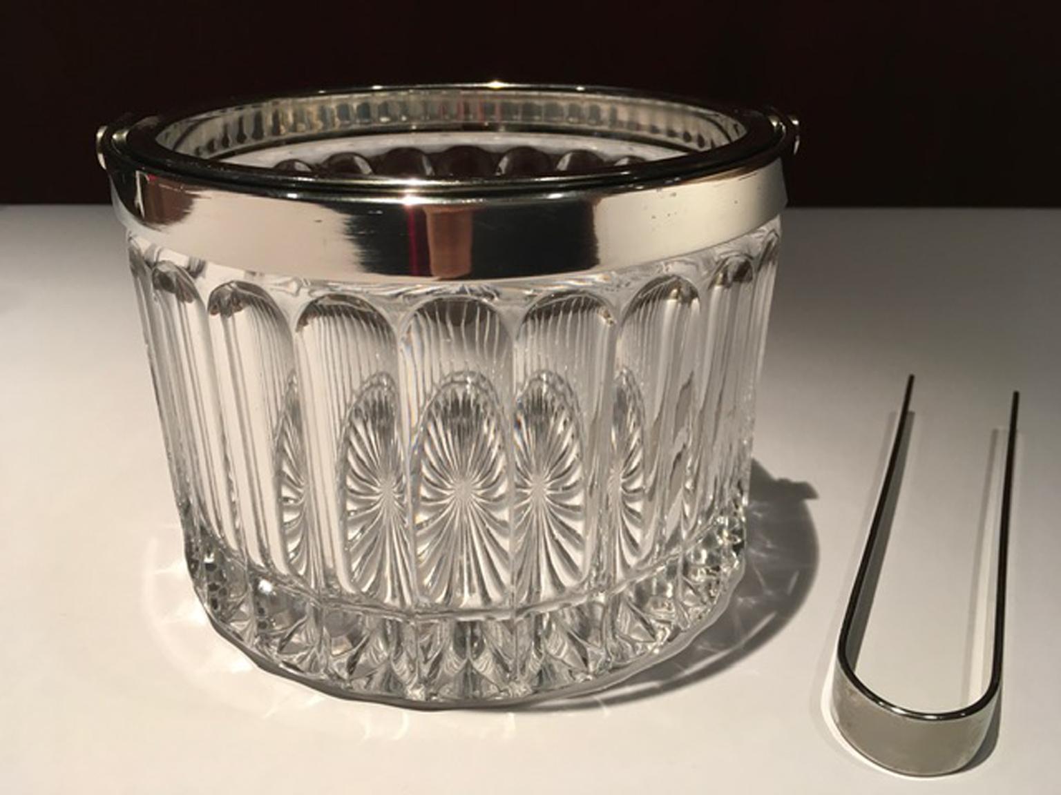Italian Italy 1960 Postmodern Crystal Ice Bucket