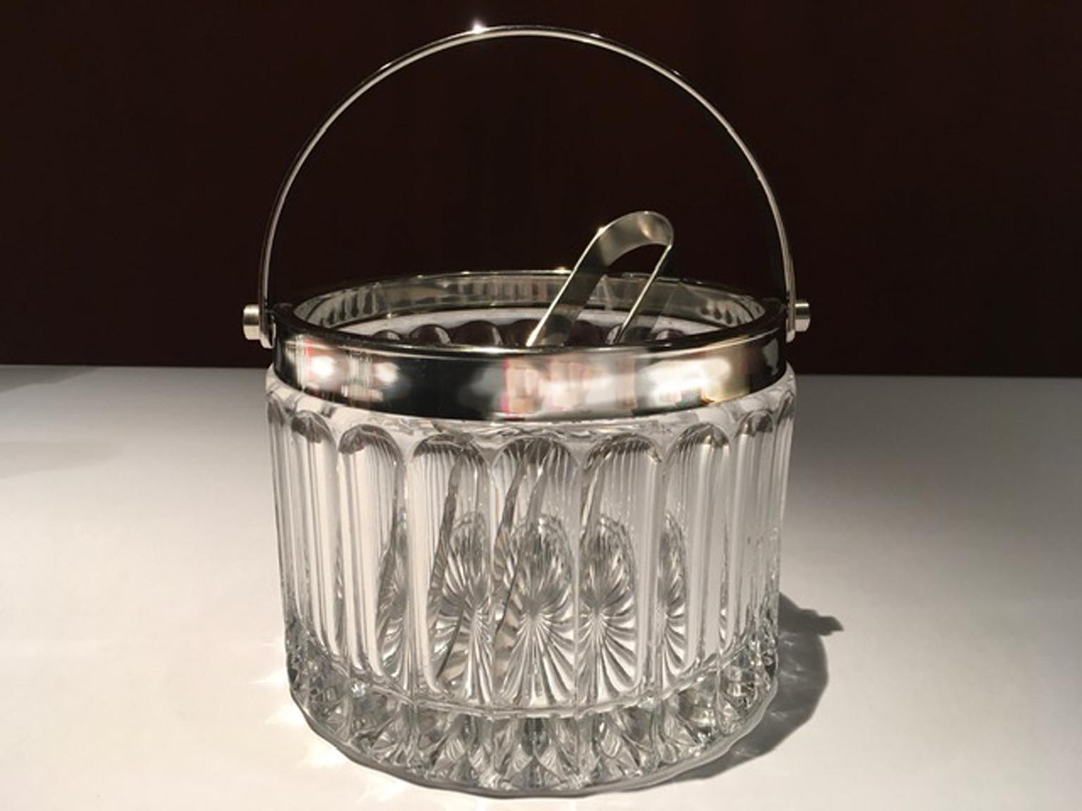 Steel Italy 1960 Postmodern Crystal Ice Bucket