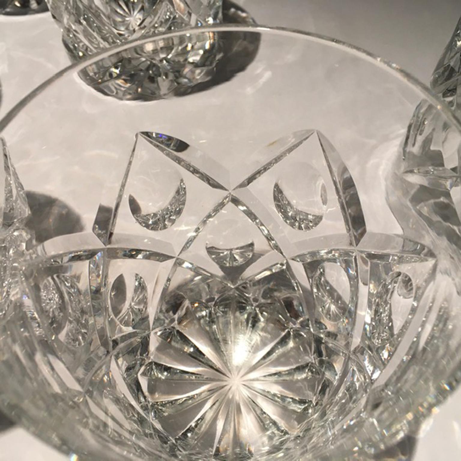 Italy 1960 Set 6 Barware Crystal Glasses in Post Modern Style 5