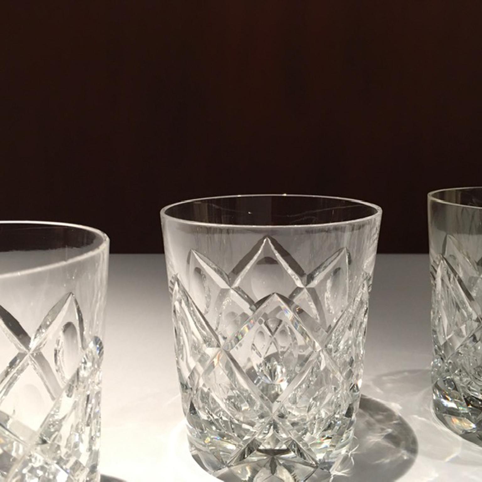 Italy 1960 Set 6 Barware Crystal Glasses in Post Modern Style 7