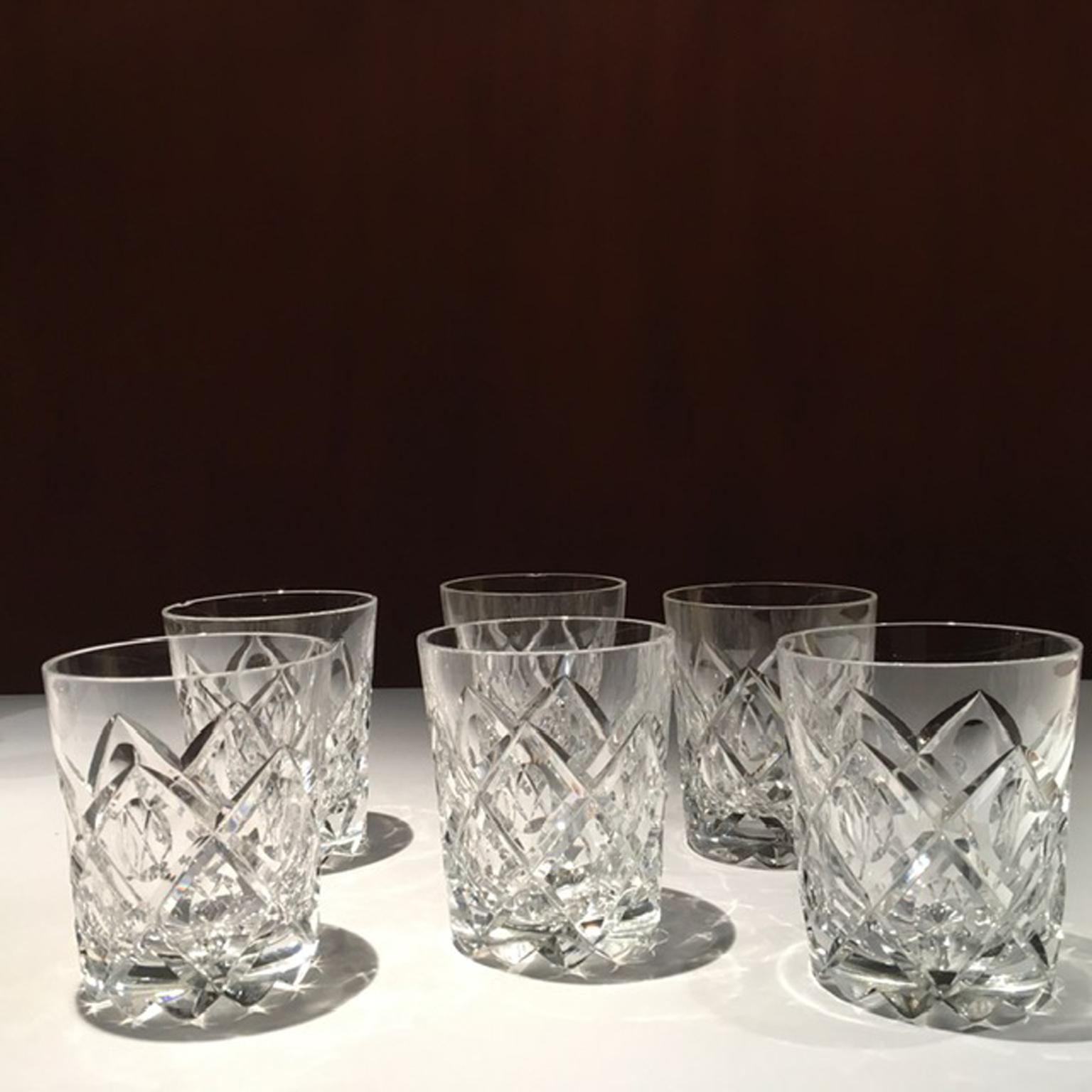 Post-Modern Italy 1960 Set 6 Barware Crystal Glasses in Post Modern Style