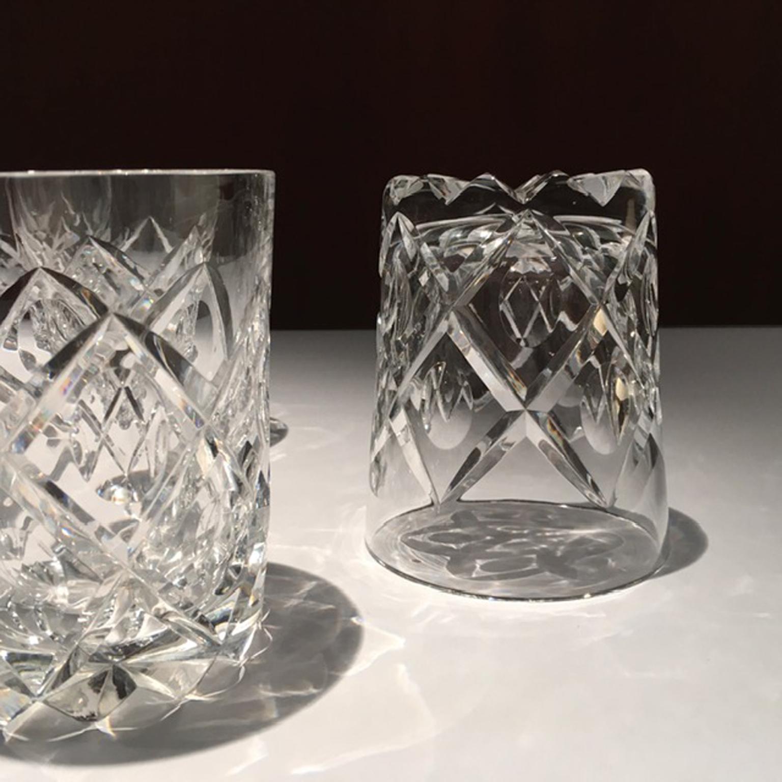 Italy 1960 Set 6 Barware Crystal Glasses in Post Modern Style In Good Condition In Brescia, IT