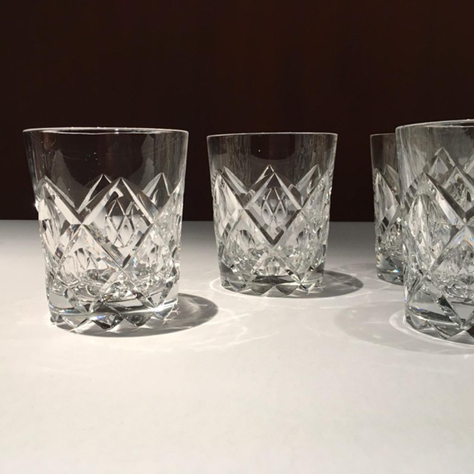 20th Century Italy 1960 Set 6 Barware Crystal Glasses in Post Modern Style