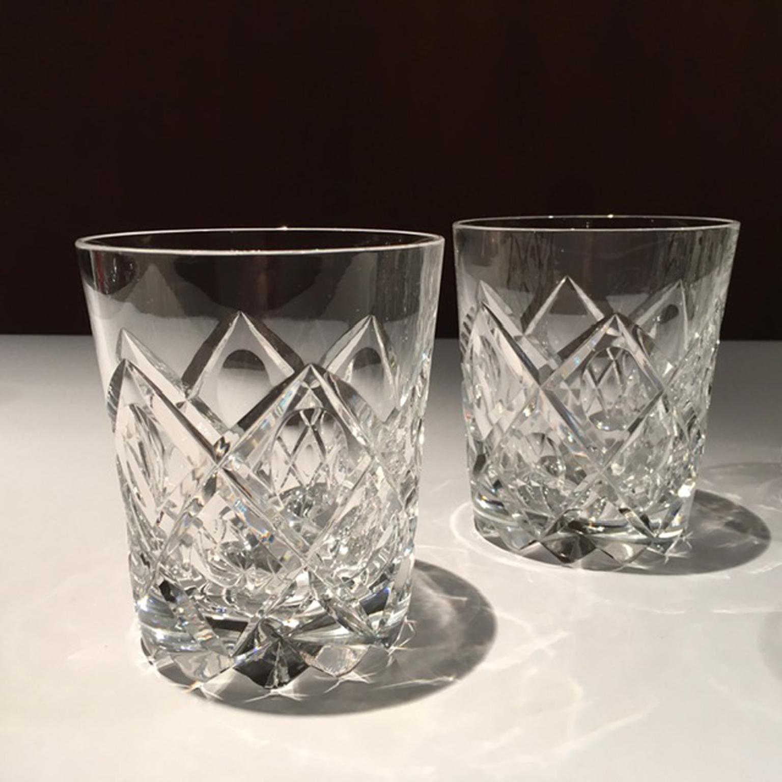 Italy 1960 Set 6 Barware Crystal Glasses in Post Modern Style 1