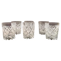 Vintage Italy 1960 Set 6 Barware Crystal Glasses in Post Modern Style