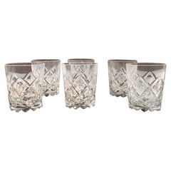 Italy 1960 Set 6 Barware Crystal Glasses in Post Modern Style