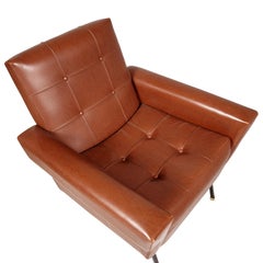 Italy 1960s Cubist Armchairs, Iron Legs, Faux Leather  by RIMA , Rinaldi Mario