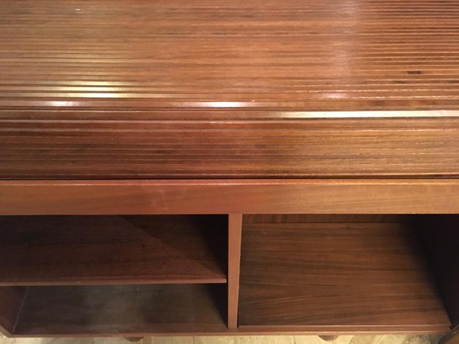 Italy 1967 Gianfranco Frattini Walnut Freestanding Desk with Drawers For Sale 3