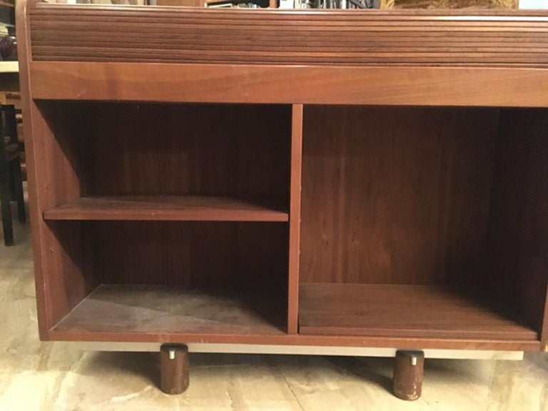 Aluminum Italy 1967 Gianfranco Frattini Walnut Freestanding Desk with Drawers For Sale