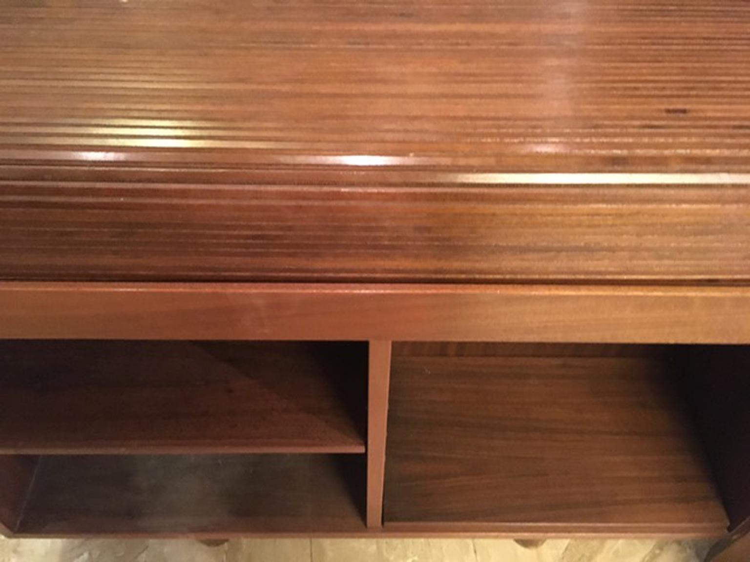 Italy 1967 Gianfranco Frattini Walnut Freestanding Desk with Drawers For Sale 1