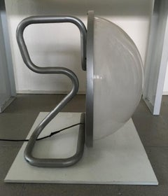 Italy 1970 Scandinavian Modern Floor Lamp Grey Iron Plexiglass By Ingo Maurer