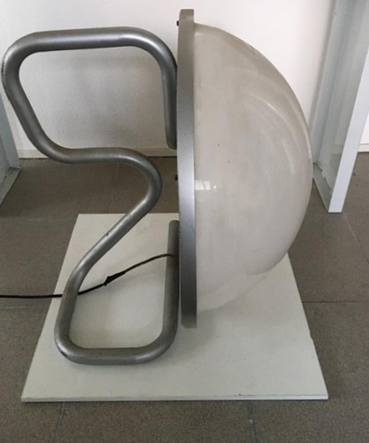 Italian Italy 1970 Mauer Lampe Grey Lacquered Iron and Plexiglass Ingo Maurer For Sale