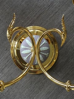 Italy 1970 Pair Post-Modern Brass Porcelain Wall Lights