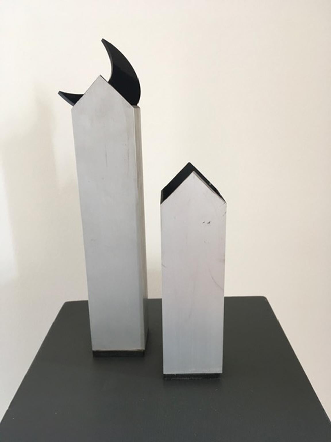 Italy 1970 Post Modern Aluminium Abstract Sculptures the Twins and Moon For Sale 10