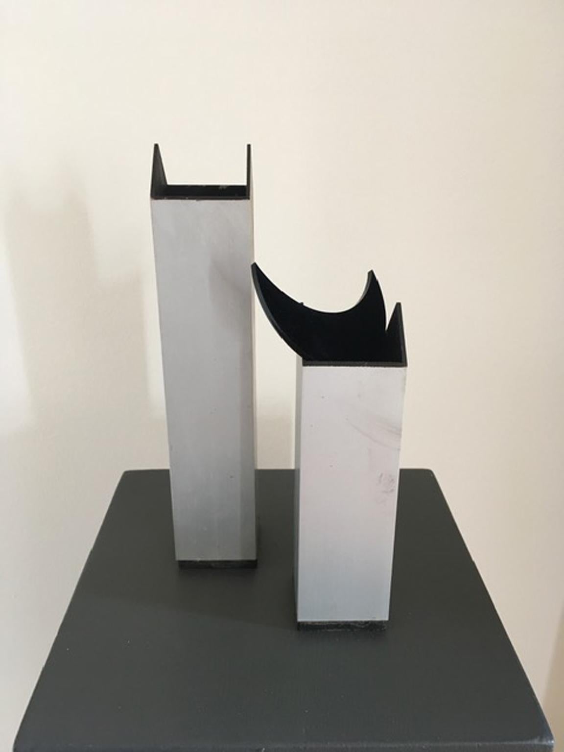 Post-Modern Italy 1970 Post Modern Aluminium Abstract Sculptures the Twins and Moon For Sale