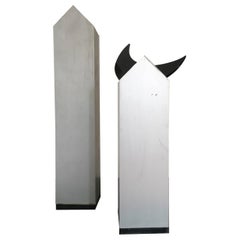 Italy 1970 Post Modern Aluminium Abstract Sculptures the Twins and Moon