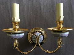 Italy 1970 Post-Modern Brass Porcelain  Wall Lights