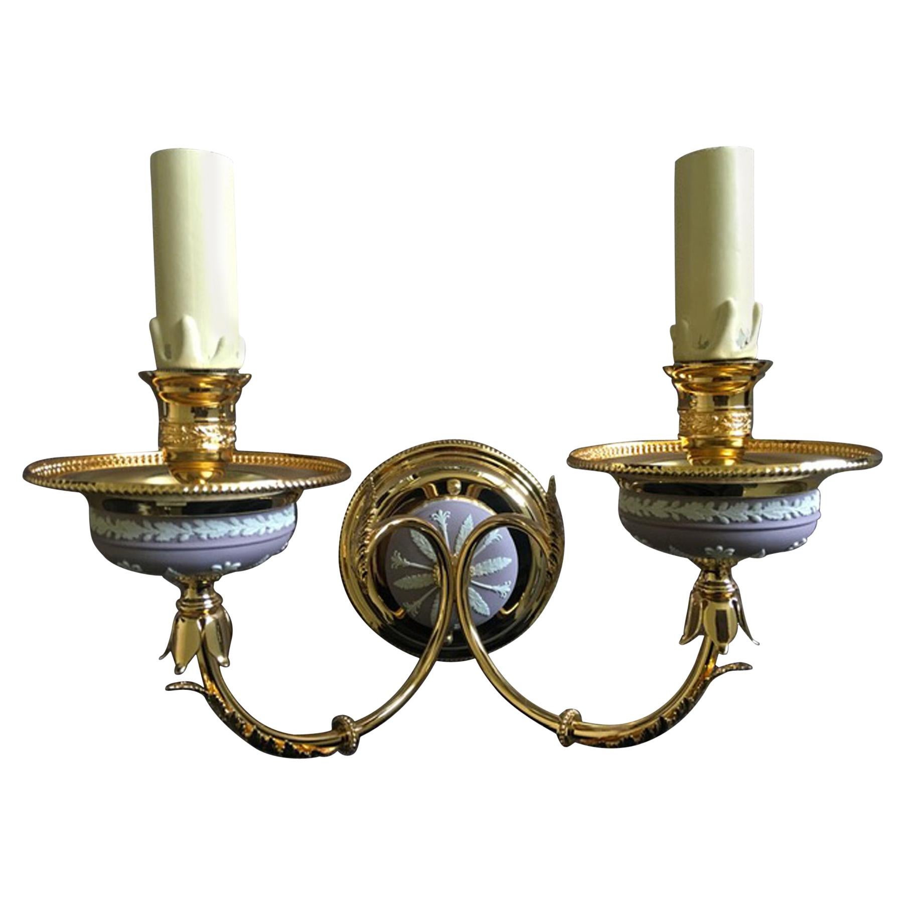 Italy 1970 Post-Modern Brass Porcelain  Wall Lights For Sale
