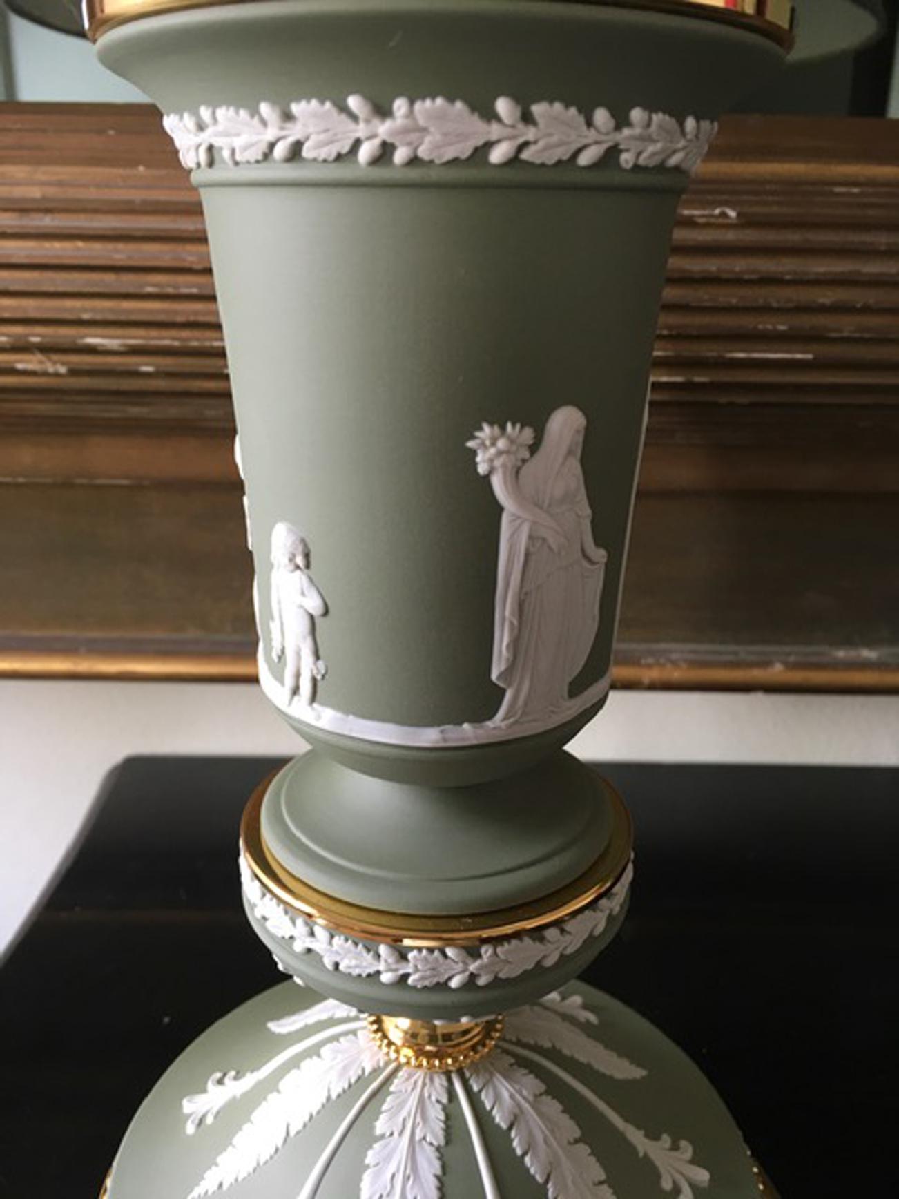 Italy 1970 Post-Modern Pair Brass Sevres Ceramic Table Lamp Regency Style 3