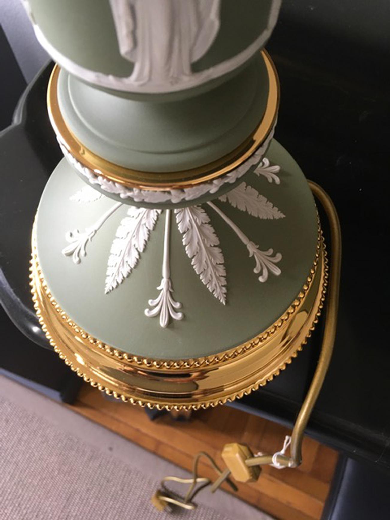 Italy 1970 Post-Modern Pair Brass Sevres Ceramic Table Lamp Regency Style 6