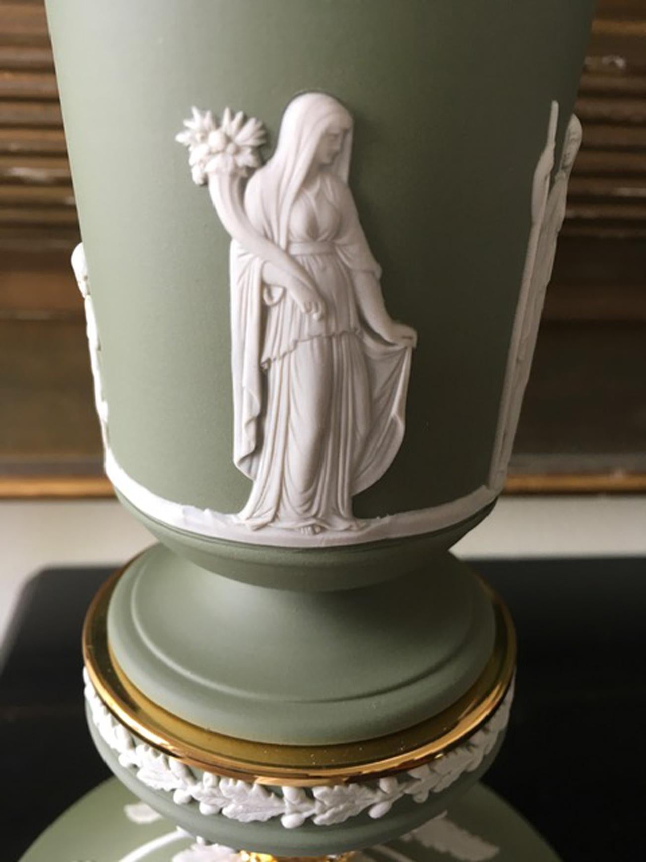 Italy 1970 Post-Modern Pair Brass Sevres Ceramic Table Lamp Regency Style 13