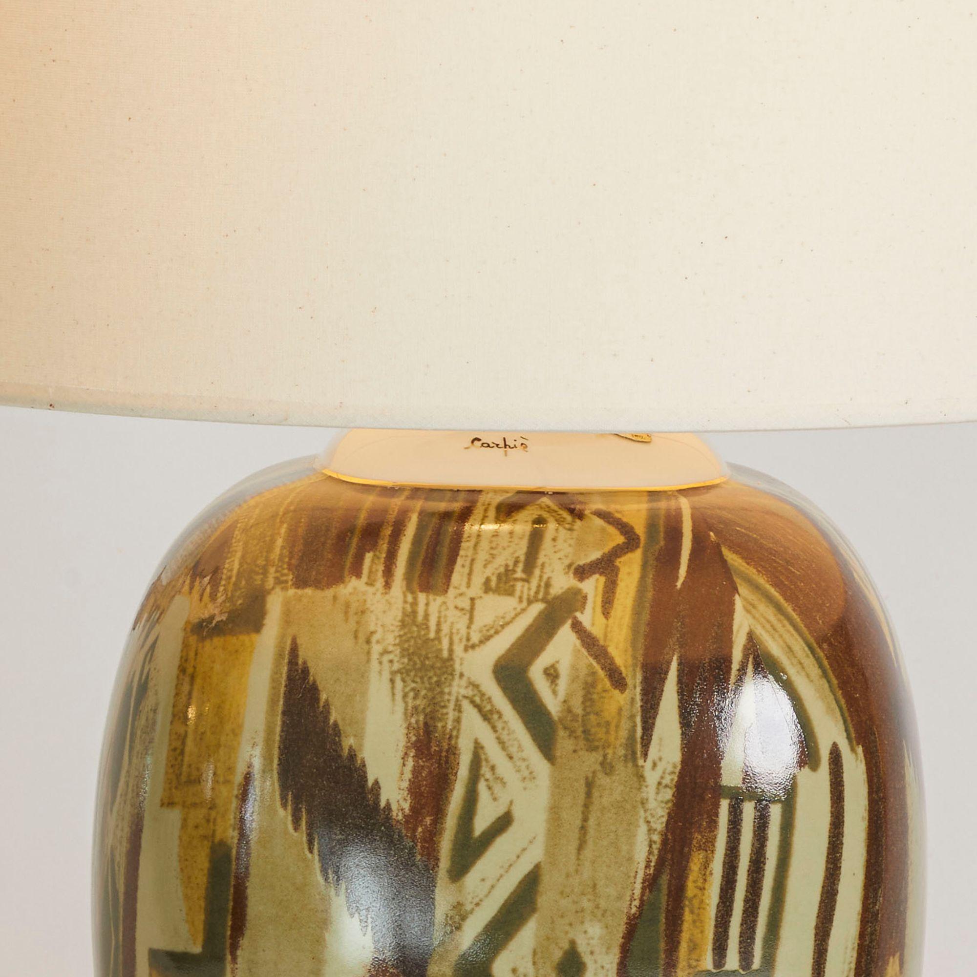 Italian Mid Century Carpie Earthtone Porcelain Lamp, Italy 1970s For Sale