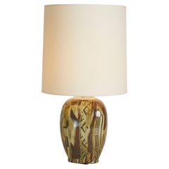 Mid Century Carpie Earthtone Porcelain Lamp, Italy 1970s