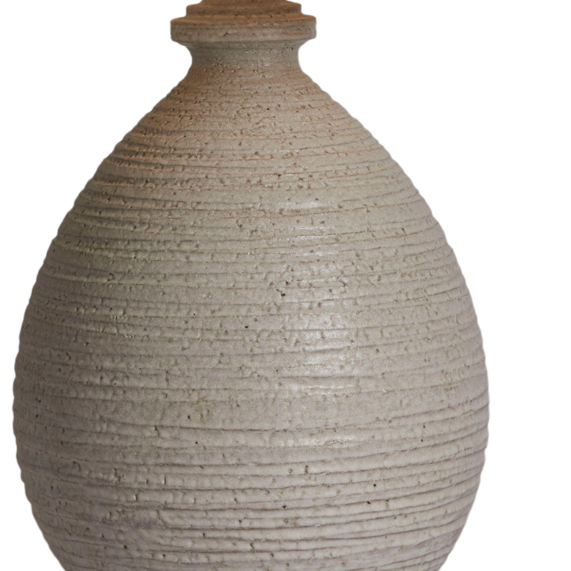 Italian Mid Century Etched Pottery Lamp, Italy 1970s For Sale